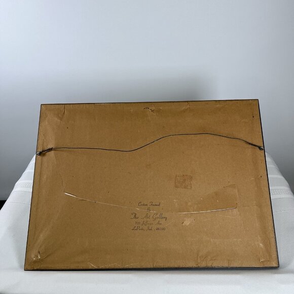 Vintage MCM Needlepoint Landscape Of Church Village Framed 17” X 12” Winter - Picture 5 of 8